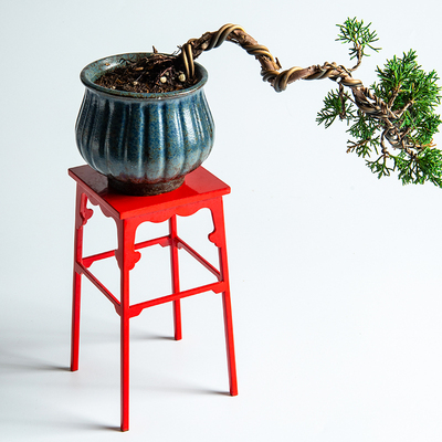 铁艺苏素宋式花架听琴图花架客厅中式盆景架高足落地花几禅意香几