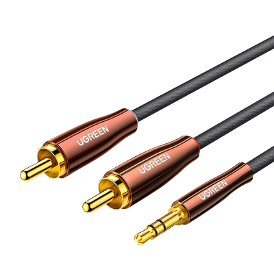 绿联音频线一分二3.5mm转双莲花