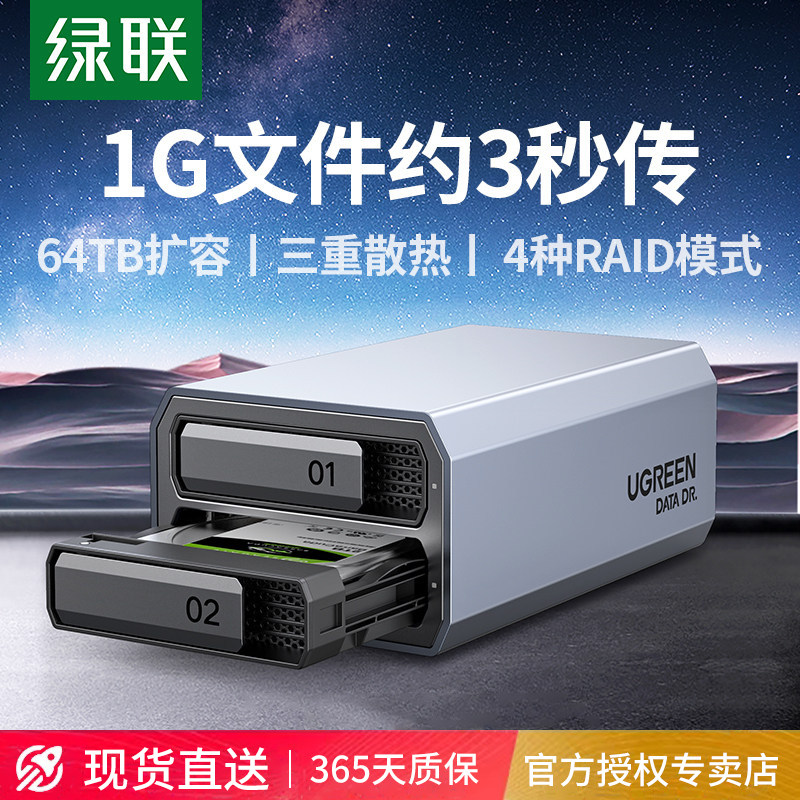 绿联硬盘盒子阵列柜多双盘位RAID外接3.5机械磁盘SATA存储扩展坞
