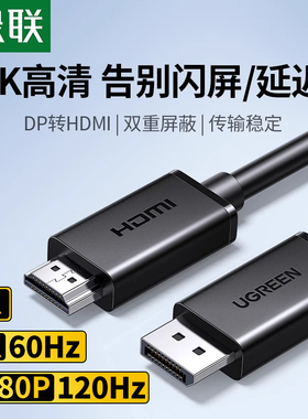 绿联dp转hdmi线转接器4k高清连接电脑显示器屏笔记本显卡接口外接