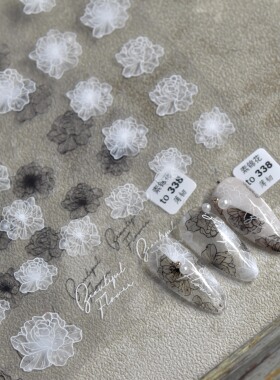 背胶白色花朵美甲贴纸新品