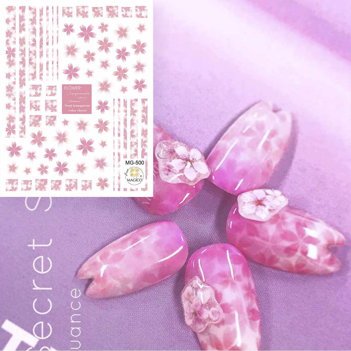 magico茉季带背胶贴纸 春季粉色樱花花朵五瓣花 非偏远满68元包邮