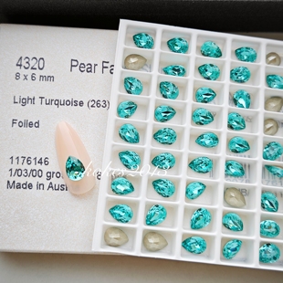 [施]正品奥钻华子尖底胖水滴4320浅翠蓝263美甲耳钉diy镶嵌钻饰品