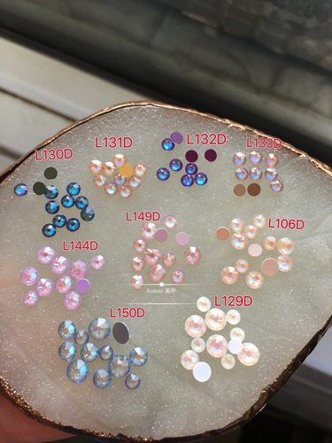 【施】正 品奥钻冰川白L129D象牙膏淡雅灰粉果冻闪烁紫色平底圆钻