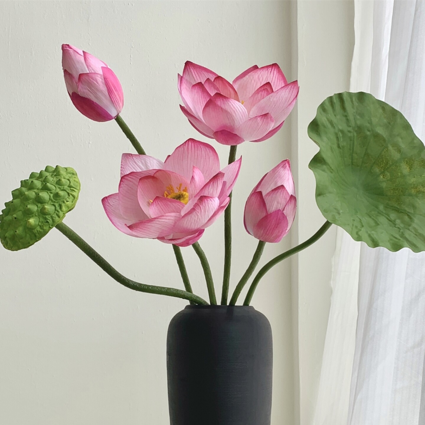 荷花仿真花莲花仿生假花中式莲蓬荷叶造景装饰花摆设佛堂插花摆件