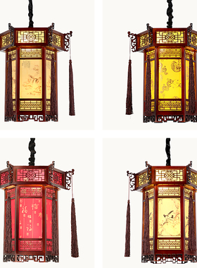 中式仿古实木宫灯餐厅酒店茶楼走廊灯具建筑寺庙复古装饰木艺吊灯