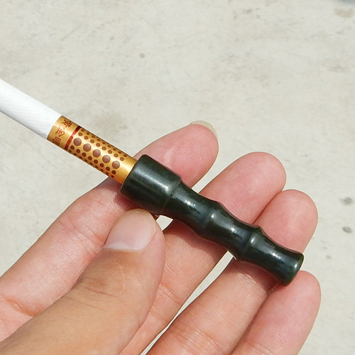 和田玉青玉烟嘴男士烟具文玩件手玩件过滤嘴过滤器天然玉石