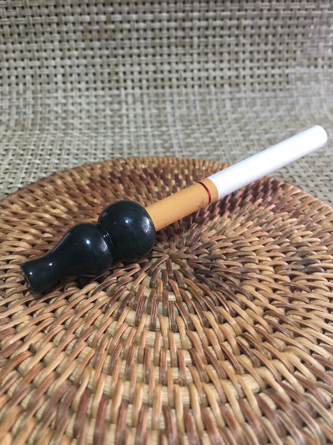 天然和田玉青玉葫芦烟嘴可当腰坠烟斗新款文玩烟嘴玉石烟嘴男女款图片
