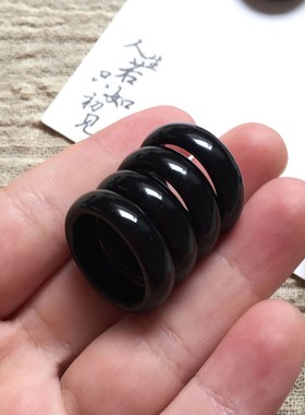 戒指女男款黑玛瑙情侣学生食指戒