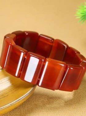 纯天然红玛瑙手牌手链 5A级红玛瑙手串 玉石手牌男女情侣款