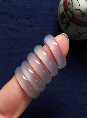 天然冰种白玛瑙玉髓戒指冷淡风高级感指环小众轻奢情侣款对戒礼物