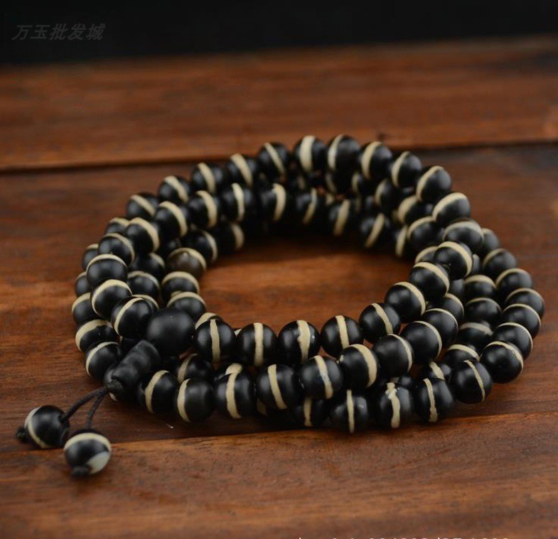 天然西藏高古一线药师天珠手串佛珠玛瑙108颗男女款玉石手链包邮