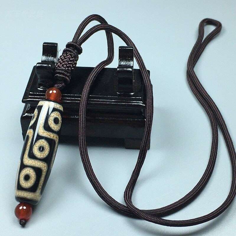 复古西藏高油性老矿天然真品包浆油润开片至纯精品九眼老天珠吊坠