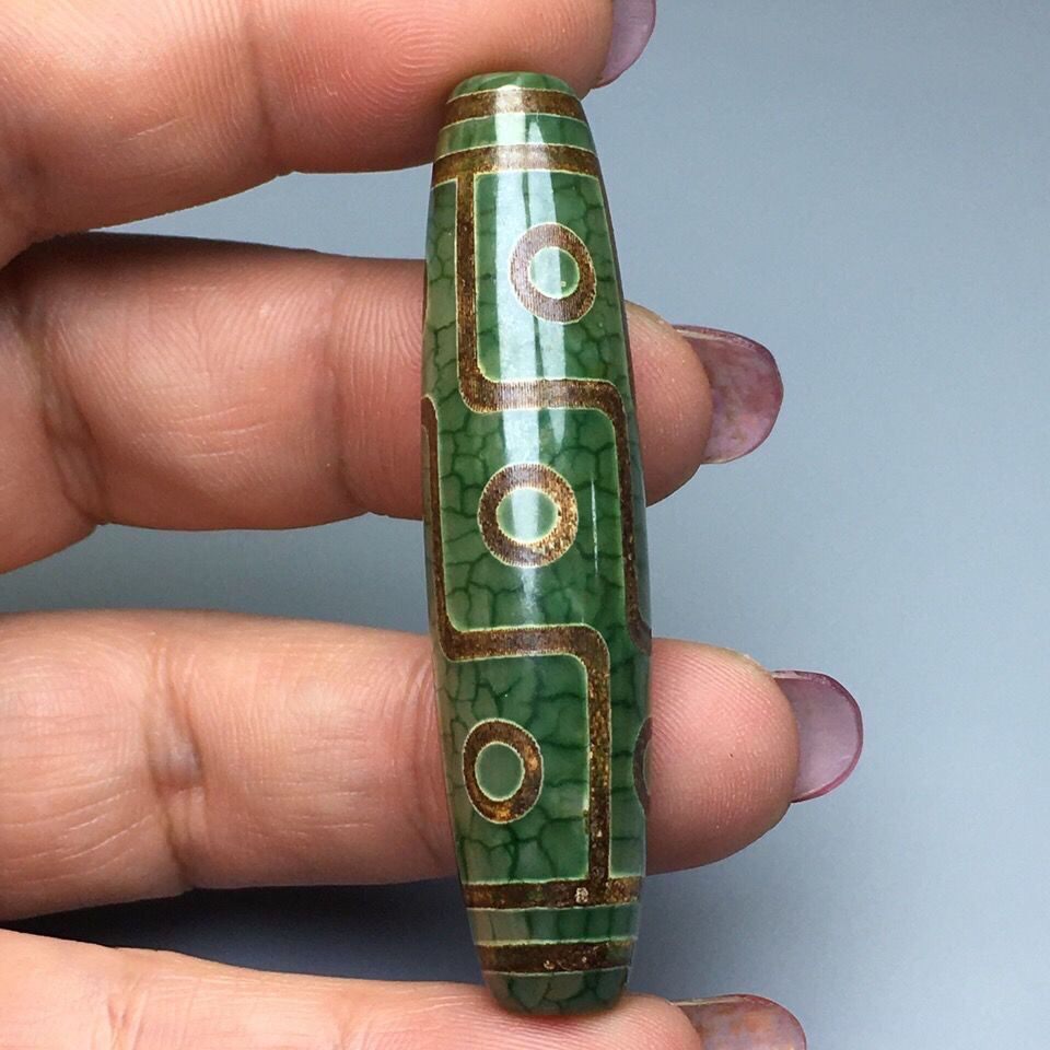 新款西藏老矿原石真品绿色三六九眼老天珠玛瑙玉髓项链吊坠包邮