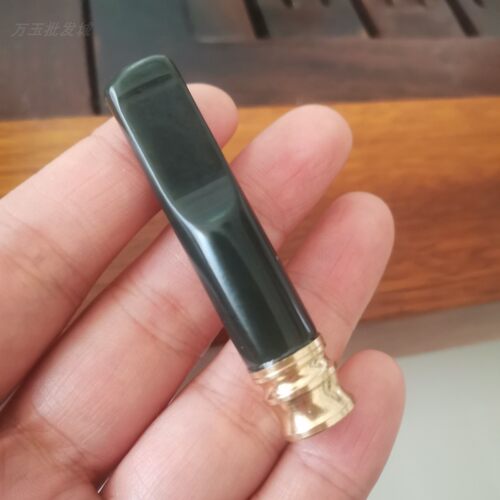 天然和田玉烟嘴男女款烟杆老烟嘴天然青玉烟嘴过滤嘴粗细两用证书