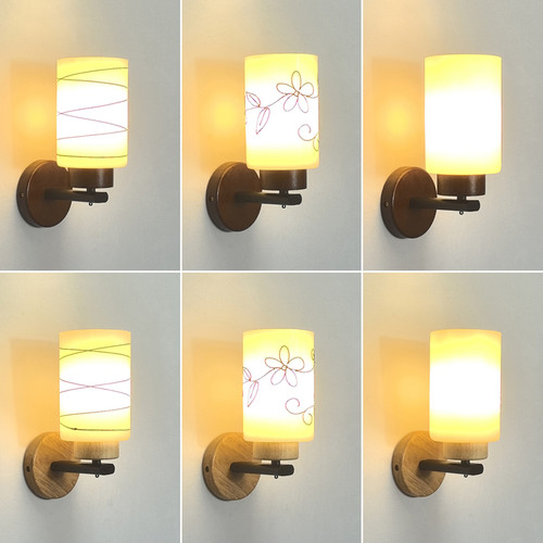 新中式卧室床头壁灯新款客厅背景墙灯胡桃色美式简约走廊过道灯