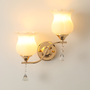 卧室床头灯现代简约led遥控温馨浪漫客厅背景楼梯金色双头墙壁灯