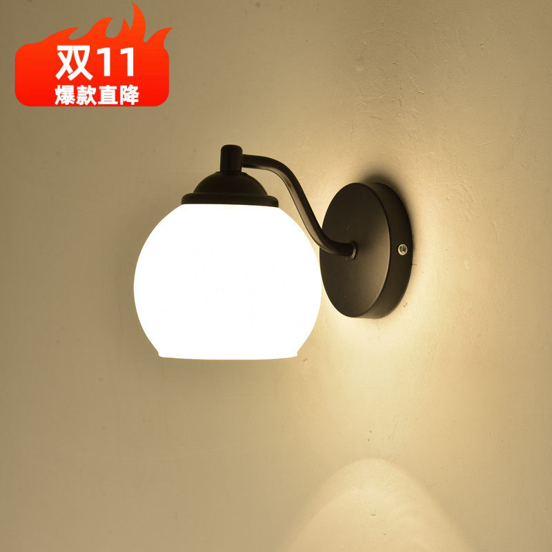 北欧LED客厅背景墙楼梯过道壁灯酒店现代卧室简约带开关床头灯