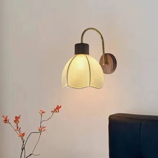 新款法式简约实木中古风中式复古卧室床头客厅走廊过道楼梯墙壁灯