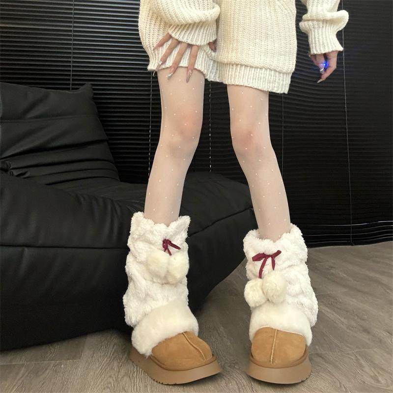 日系可爱毛球袜套秋冬y2k毛绒绒加厚腿套ins保暖显瘦短筒袜,女士内衣/男士内衣/家居服,中筒袜,淘宝优惠券,粉丝福利购,淘宝优惠卷
