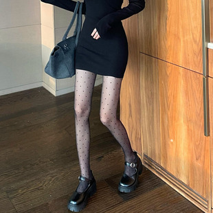 吾等是猫黑丝袜女性感图案波点ins网红复古超薄jk学姐辣妹连裤袜