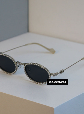 ins风满钻gm椭圆形小脸辣妹墨镜