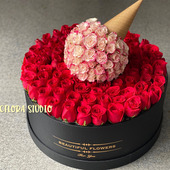 巨型冰淇淋玫瑰花盒求婚表白生日送女友老婆上海同城花店鲜花速递