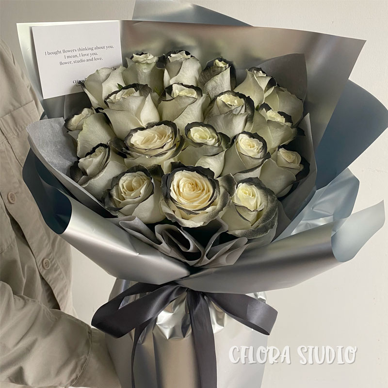 Cflorastudio小红书黑骑士渐变玫瑰毕业花束上海同城生日鲜花速递