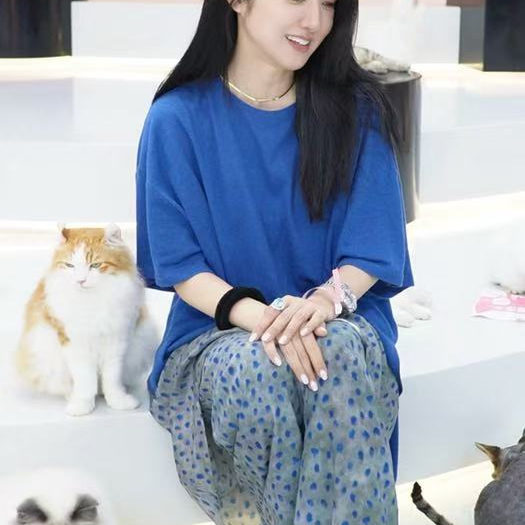 2025新款欧美印花长裤半裙套装