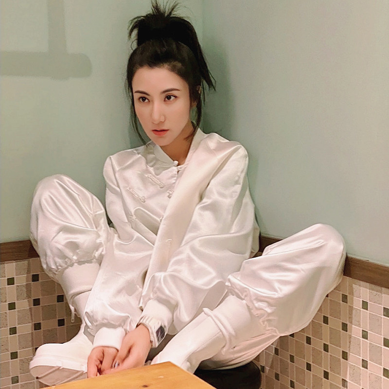 scc小壁虎白色2020夏季薄款中国风唐装套装