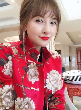 SCC小壁虎深圳壁虎服饰18新款高端定制气质减龄时尚红色唐装旗袍