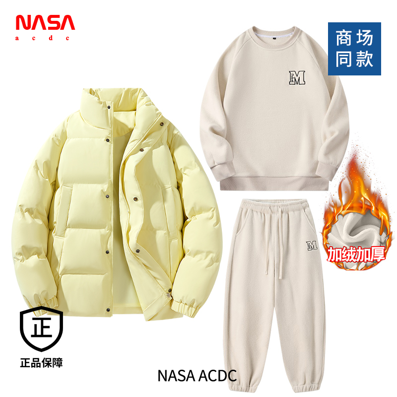 NASA ACDC冬季面包服套装情侣同款韩版加厚御寒保暖宽松立领棉服