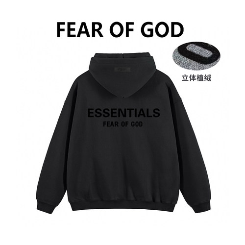 ESSENTIALS复线植绒纽扣连帽宽松卫衣欧美秋冬FOG男女情侣外套