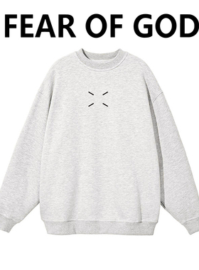 FOG王嘉尔同款MM马吉四角标复线圆领长袖卫衣重磅男女高街情侣装