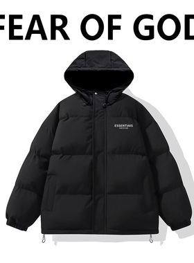 ESSENTIALS连帽棉服男女情侣加绒加厚防风防水宽松冬季抗寒外套