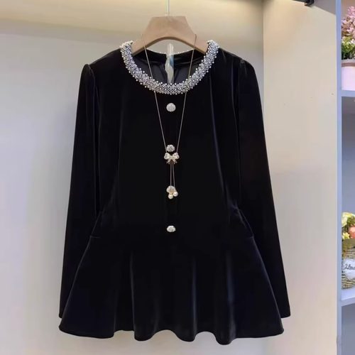 欧货遮肉大码显瘦气质高雅丝绒