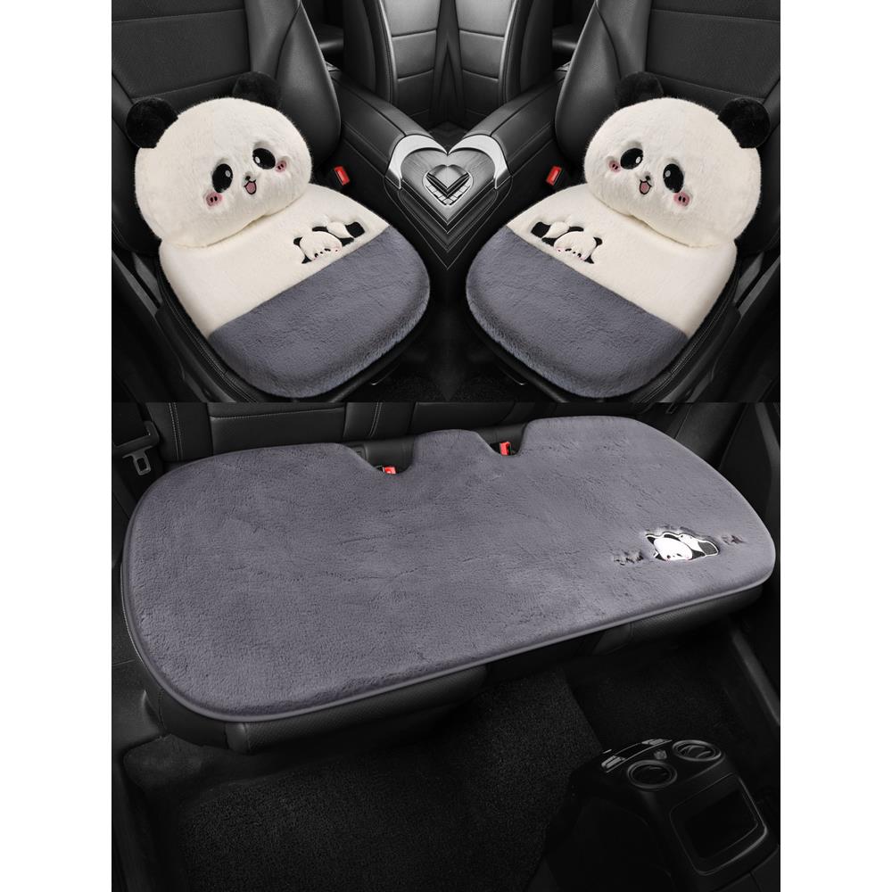 汽车坐垫冬季毛绒车座垫冬天保暖女士卡通座垫后排单片座椅车垫套