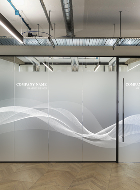 几何线条办公室磨砂玻璃贴膜医美公司窗户防窥隐私遮挡隔断玻璃贴