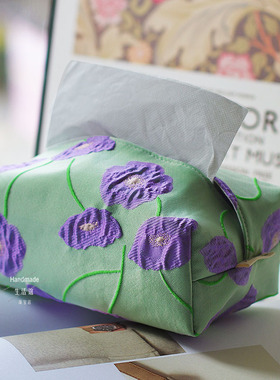 Handmade法式轻奢浮雕纸巾盒抽纸盒收纳盒客厅餐桌茶几摆件高级感