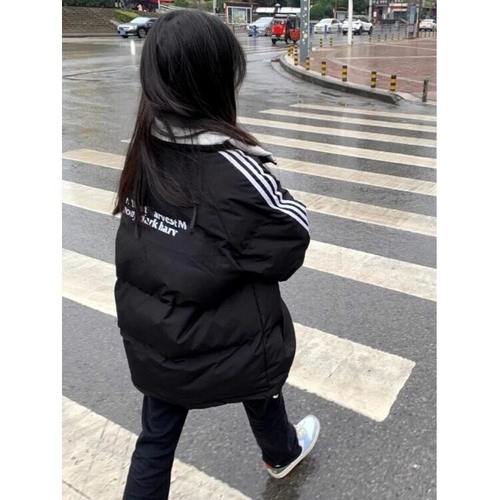 三条杠羽绒棉服女大童秋