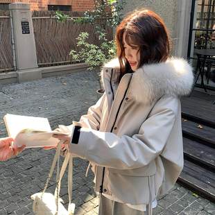 ANN羽绒服女款2025新款冬季短款小个子派克服工装大毛领今年流行