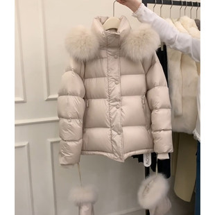 毛领连帽短款羽绒服女2025新款冬季超好看今年流行爆款小个子加厚