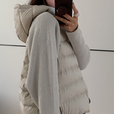 实拍轻薄针织毛衣袖拼接