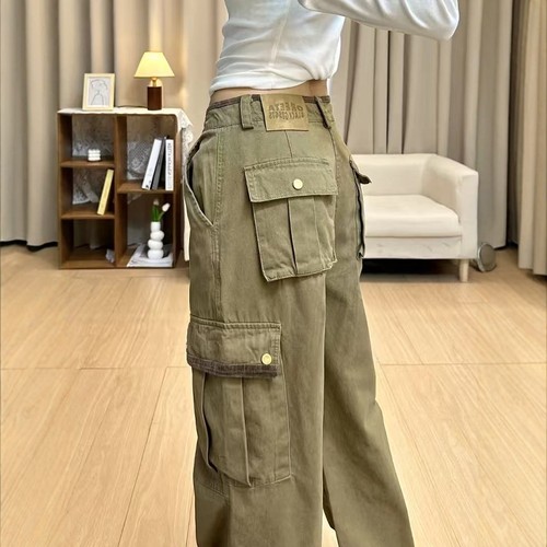 宽松牛仔裤高腰牛仔裤休闲长裤子