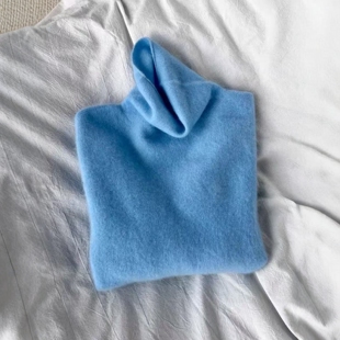 蓝色高领毛衣女款2026新款冬可外穿内搭打底衫超好看针织厚款上衣