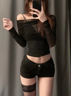 2026新款夏季牛仔辣妹热裤女休闲显瘦黑色性感轻亚低腰穿短裤y2k