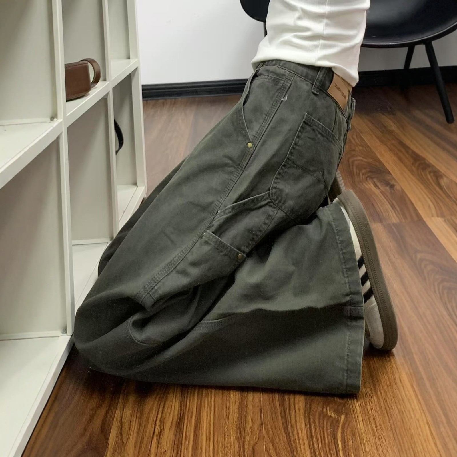 美式复古多口袋工装牛仔裤夏季新款低腰宽松阔腿显瘦休闲长裤子潮,女装/女士精品,卫裤,淘宝优惠券,粉丝福利购,淘宝优惠卷