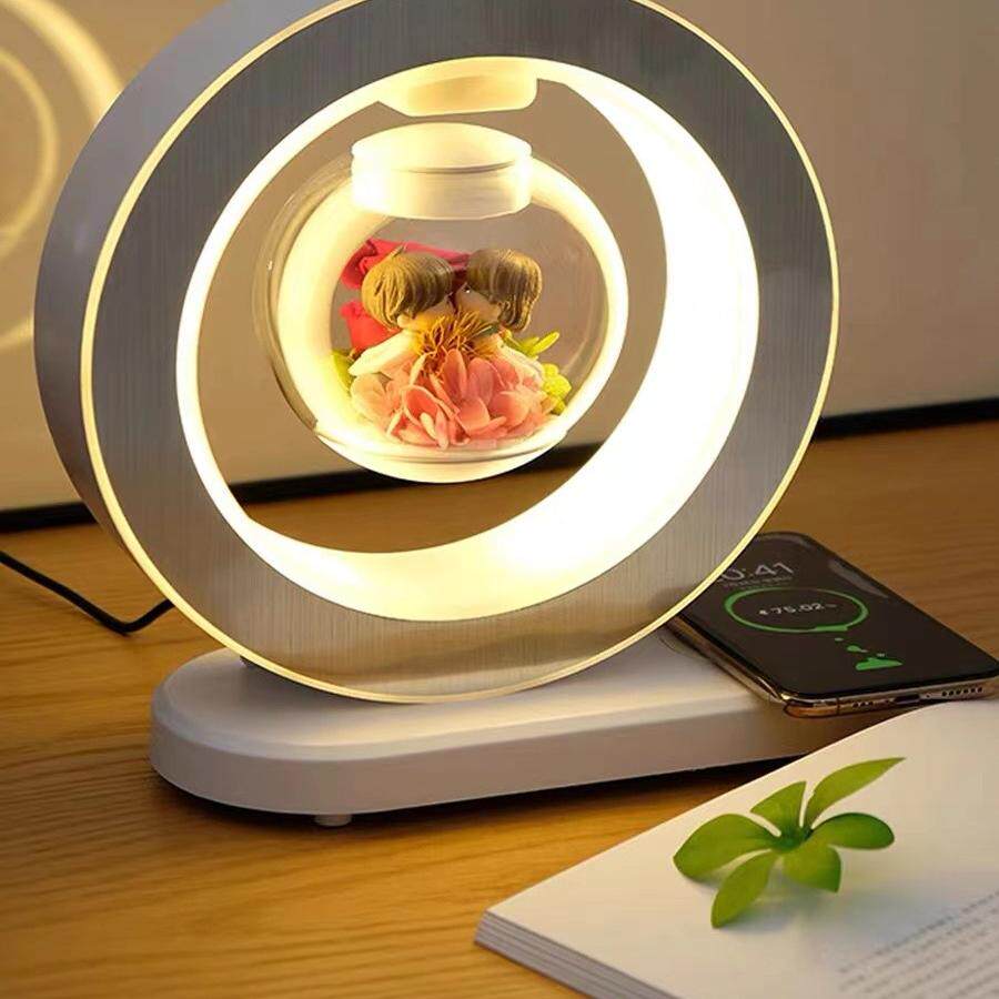 磁悬浮手机无线充电台灯空花器DIY专用自制永生花浪漫手工花器