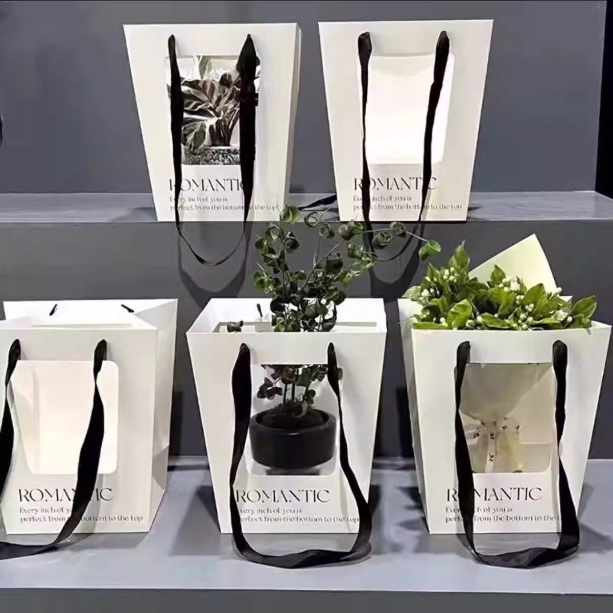 简约浪漫透明开窗包装袋橱窗袋梯形手提袋花束礼品袋鲜花礼物袋,家居饰品,装饰摆件,淘宝优惠券,粉丝福利购,淘宝优惠卷