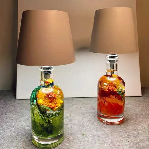 创意充电款酒瓶灯浮游花台灯永生花干花制作材料包公司活动暖场